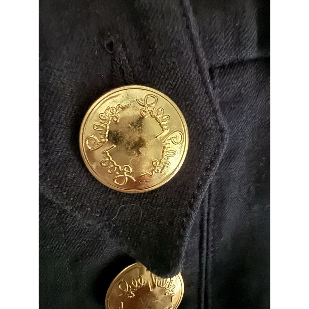 Lilly Pulitzer Parrish Crop Flare Pants Black Sailor Gold Buttons Preppy Size 4 - Picture 12 of 14